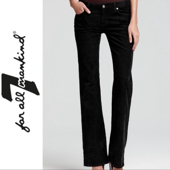 7 For All Mankind Velvet Black Boot Cut Pants — Size 4 (Fits Like) - Picture 1 of 16